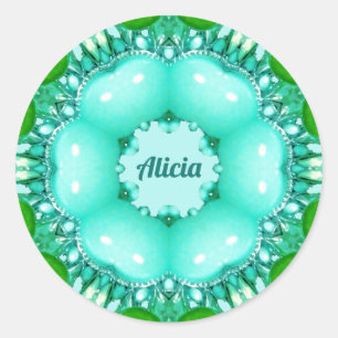 ALICIA ~ Bright Abstract Fractal Pattern ~   Classic Round Sticker