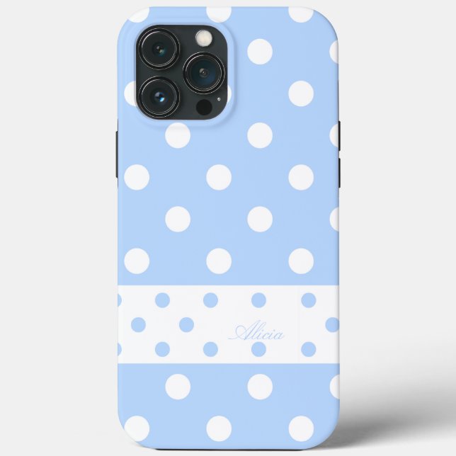 Alicia - Cute Polka Dots Pastel Blue iPhone Case (Back)