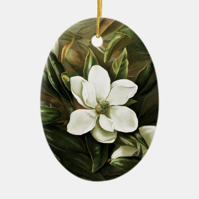 Alicia H. Laird: Magnolia Grandflora Ceramic Ornament (Front)