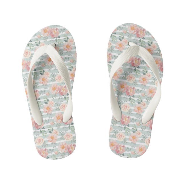 Alicia Rose Stripe Pattern Kid's Thongs (Footbed)