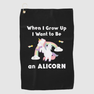 Alicorn When I Grow Up Unicorn Rainbow Pastel Magi Golf Towel