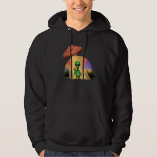 Alien Abducted UFO Mushroom Psychedelic Trippy Out Hoodie
