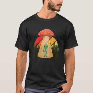 Alien Abducted UFO Mushroom Psychedelic Trippy Out T-Shirt