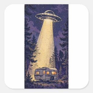 Alien Abduction Camper Sticker
