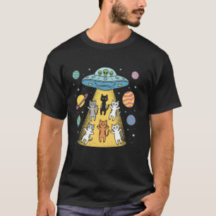 Alien Abduction Cats Ufo Funny Space Lover Flying T-Shirt