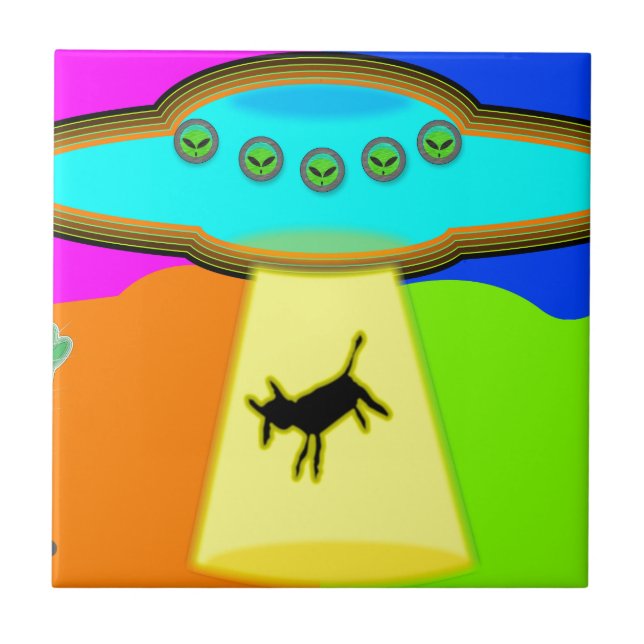 Alien Abduction Ceramic Tile (Front)