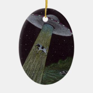 Alien Abduction Ceramic Tree Decoration