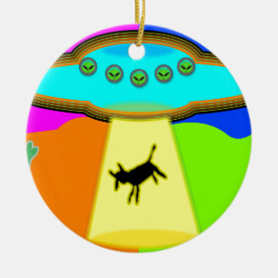 Alien Abduction Ceramic Tree Decoration