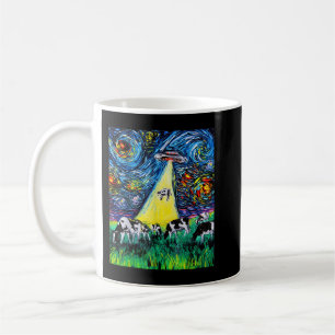 Alien Abduction Cows UFO Starry Night Funny Art by Coffee Mug