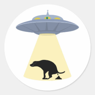 Alien Abduction Dog Poop Funny Classic Round Sticker