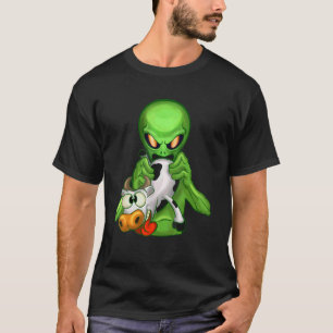 Alien Abduction Eating Cow Ufo Invasion Conspiracy T-Shirt