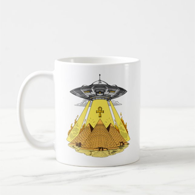 Alien Abduction Egyptian Pyramids Ancient UFO Coffee Mug (Left)