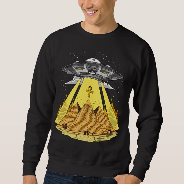 Alien Abduction Egyptian Pyramids Ancient UFO Sweatshirt (Front)