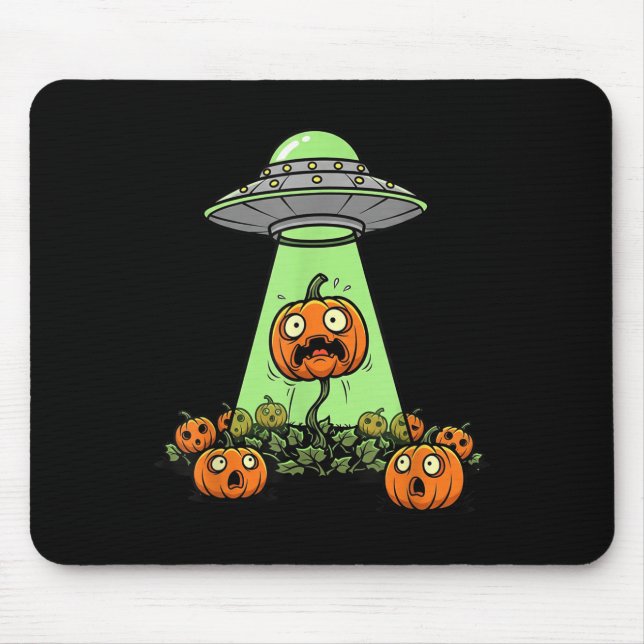 Alien Abduction Funny Pumpkin Halloween Light Ufo  Mouse Pad (Front)