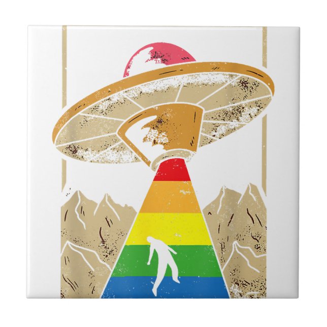 Alien Abduction Gay Pride Gaylien Lgbt  Ceramic Tile (Front)