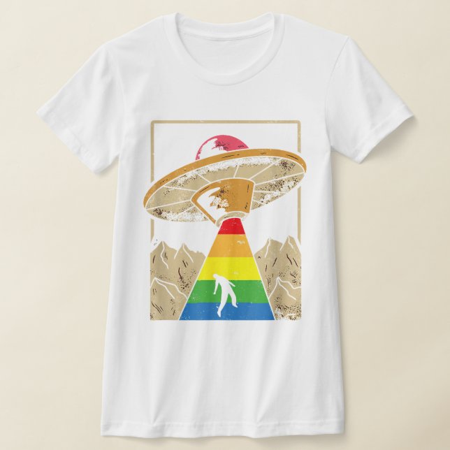 Alien Abduction Gay Pride Gaylien Lgbt  T-Shirt (Laydown)