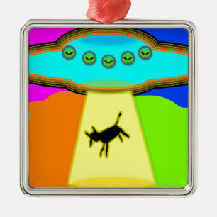 Alien Abduction Metal Ornament