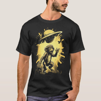 Alien Abduction Monkey Ape UFO Spaceship Extraterr T-Shirt