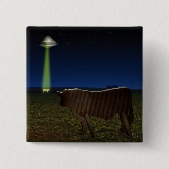Alien Abduction of Fake Cows in the Pasture 15 Cm Square Badge (Front)
