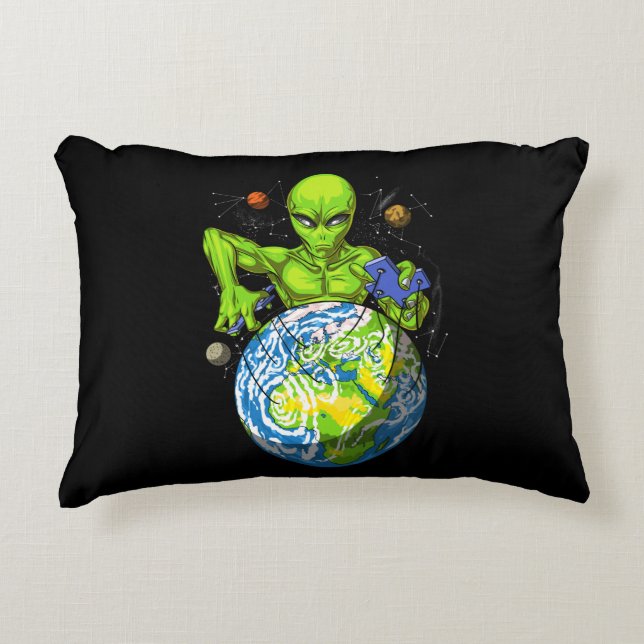 Alien Abduction Space Planet UFO Conspiracy Decorative Cushion (Front)
