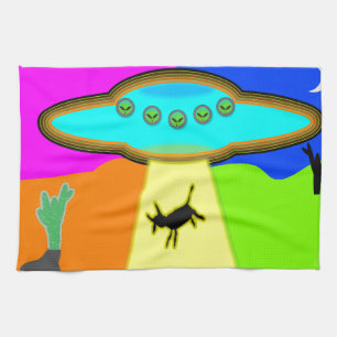 Alien Abduction Tea Towel