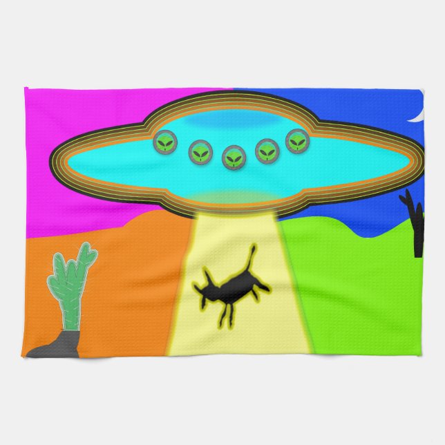 Alien Abduction Tea Towel (Horizontal)