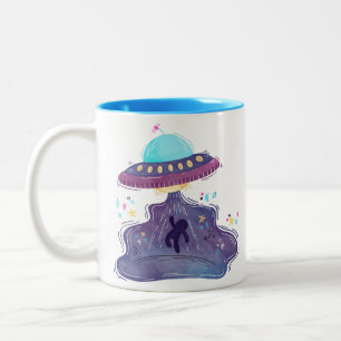 alien abduction Two-Tone coffee mug
