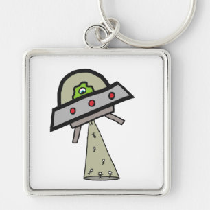 Alien Abduction UFO Flying Saucer Key Ring