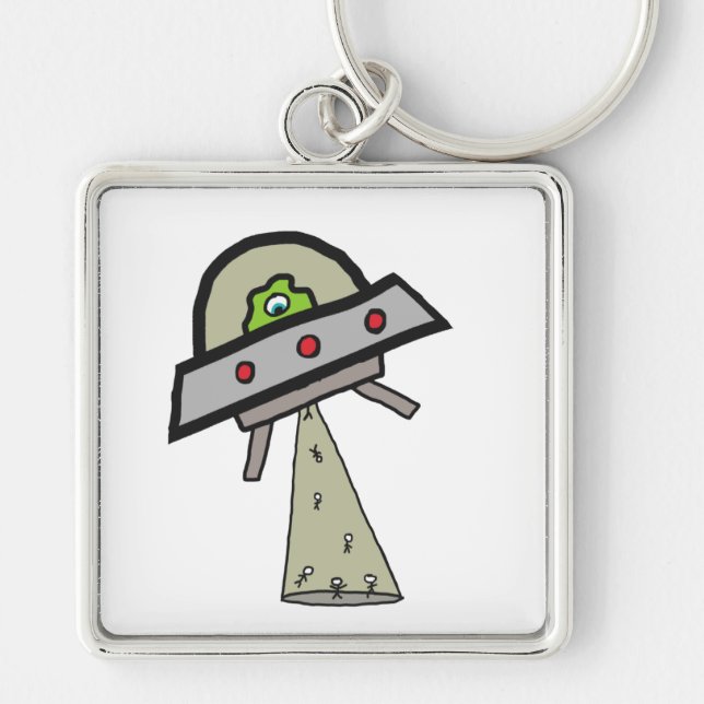 Alien Abduction UFO Flying Saucer Key Ring (Front)