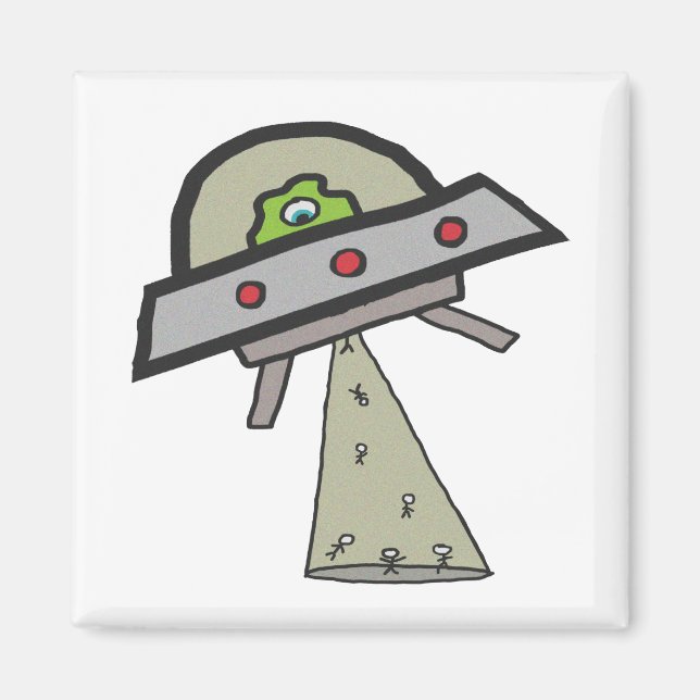 Alien Abduction UFO Flying Saucer Magnet (Front)