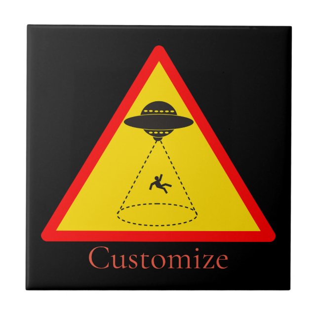 Alien Abduction UFO Thunder_Cove Ceramic Tile (Front)