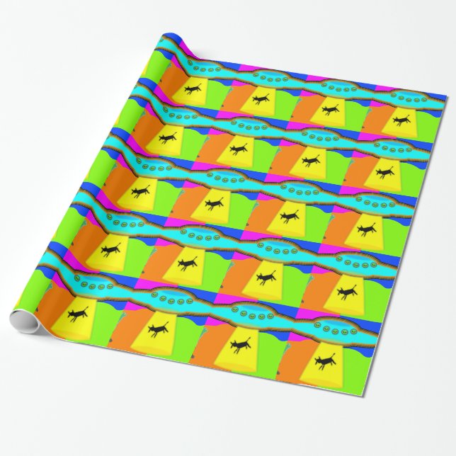 Alien Abduction Wrapping Paper (Unrolled)