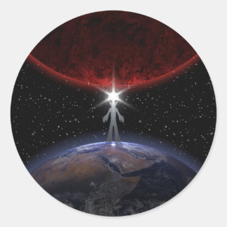 Alien Among The Planets Classic Round Sticker