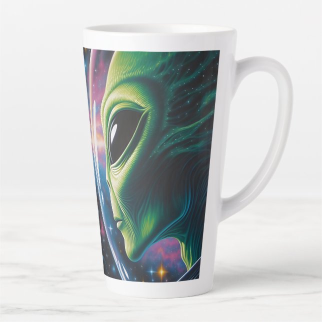 Alien and Astronaut in Space  Latte Mug (Right)