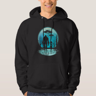 Alien And Bigfoot Moon Hoodie
