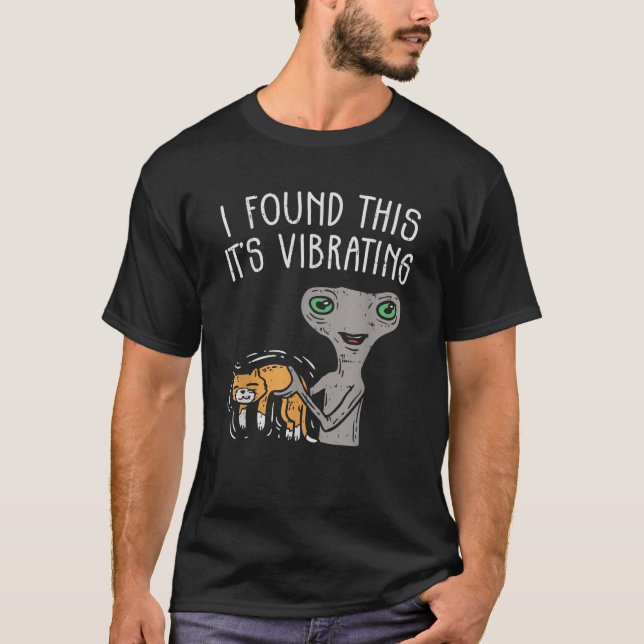 Alien and Cat Tee Funny UFO Shirt (Front)