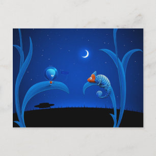 Alien and Chameleon Postcard