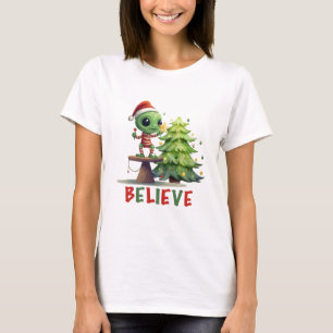 Alien and Christmas Tree T-Shirt