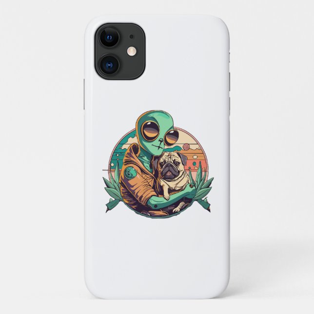Alien and Pug Case-Mate iPhone Case (Back)
