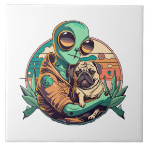 Alien and Pug Ceramic Tile