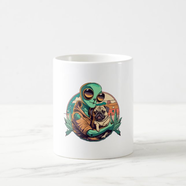 Alien and Pug Coffee Mug (Center)