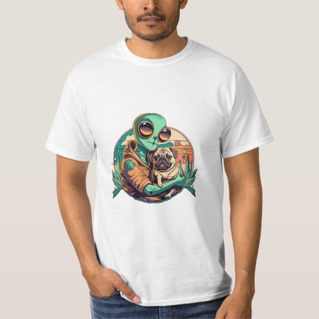 Alien and Pug T-Shirt (Front)