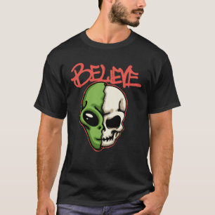 Alien and Skull Hybrid streetwear T-Shirt