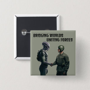 Alien and Soldier 15 Cm Square Badge