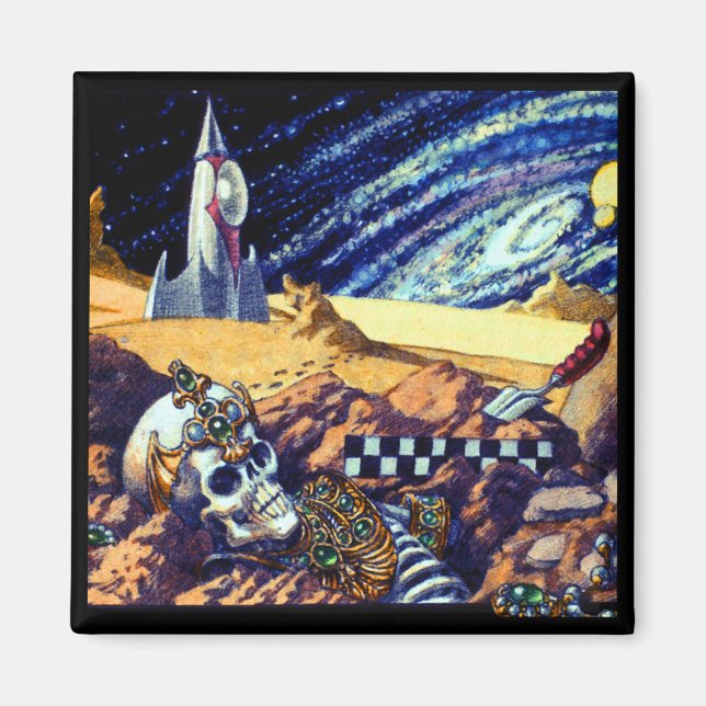 Alien Archaeology Square Magnet (Front)