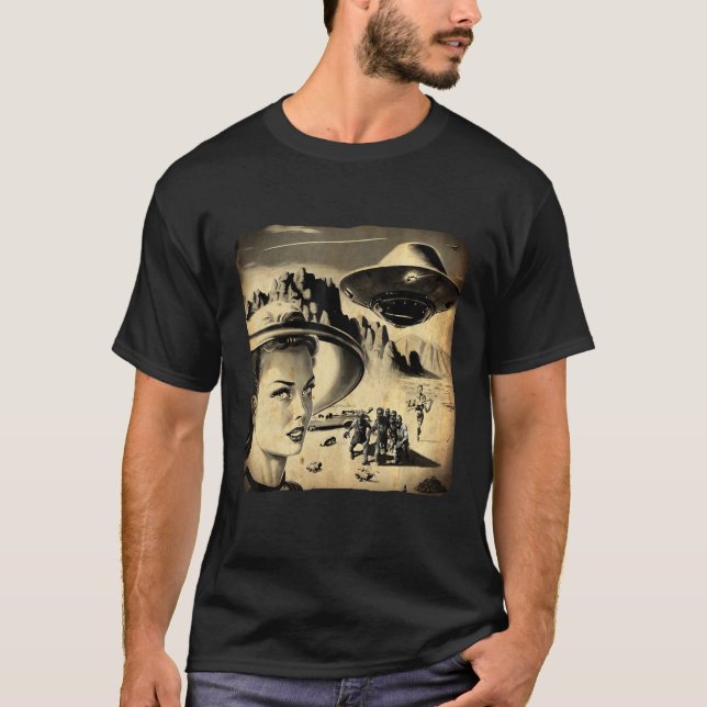 Alien Area 51 Zombie Nevada Desert Cool Retro Grap T-Shirt (Front)