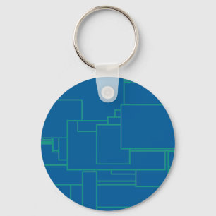 Alien art architecture squares abstract blue maze key ring
