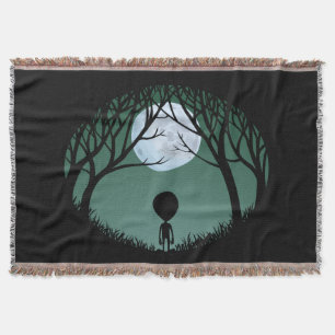 Alien Art Blanket E.T. Alien Grey Throw Blanket