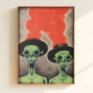 Alien Art Print Ufo Lover Gift Aliens Wall Art Pri