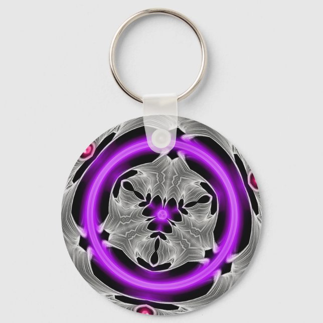 Alien Art - Purple Neon Key Ring (Front)